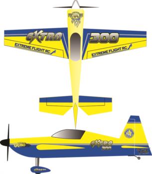 Extreme Flight Extra 300 Printed yellow-blue Graphic Package